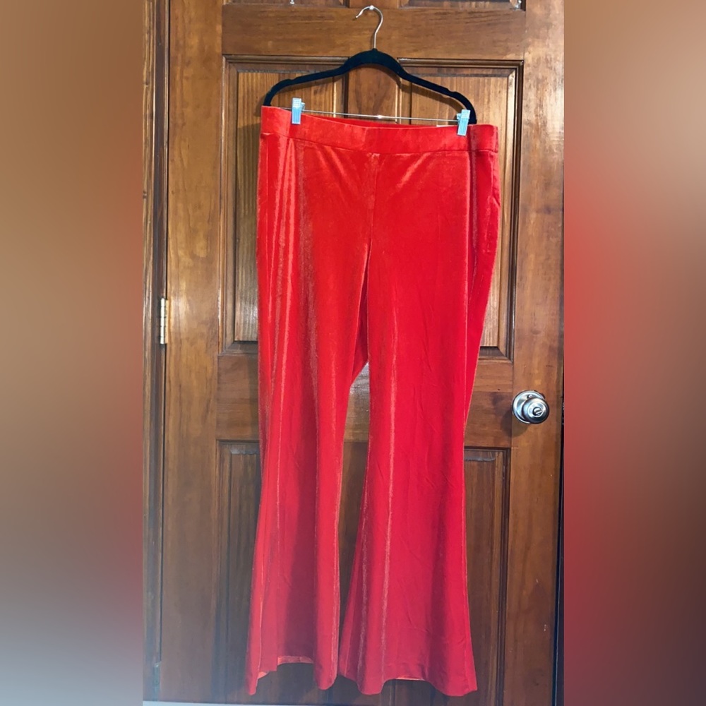 Women’s Lane Bryant Velvet Red Flare Pants Size 24